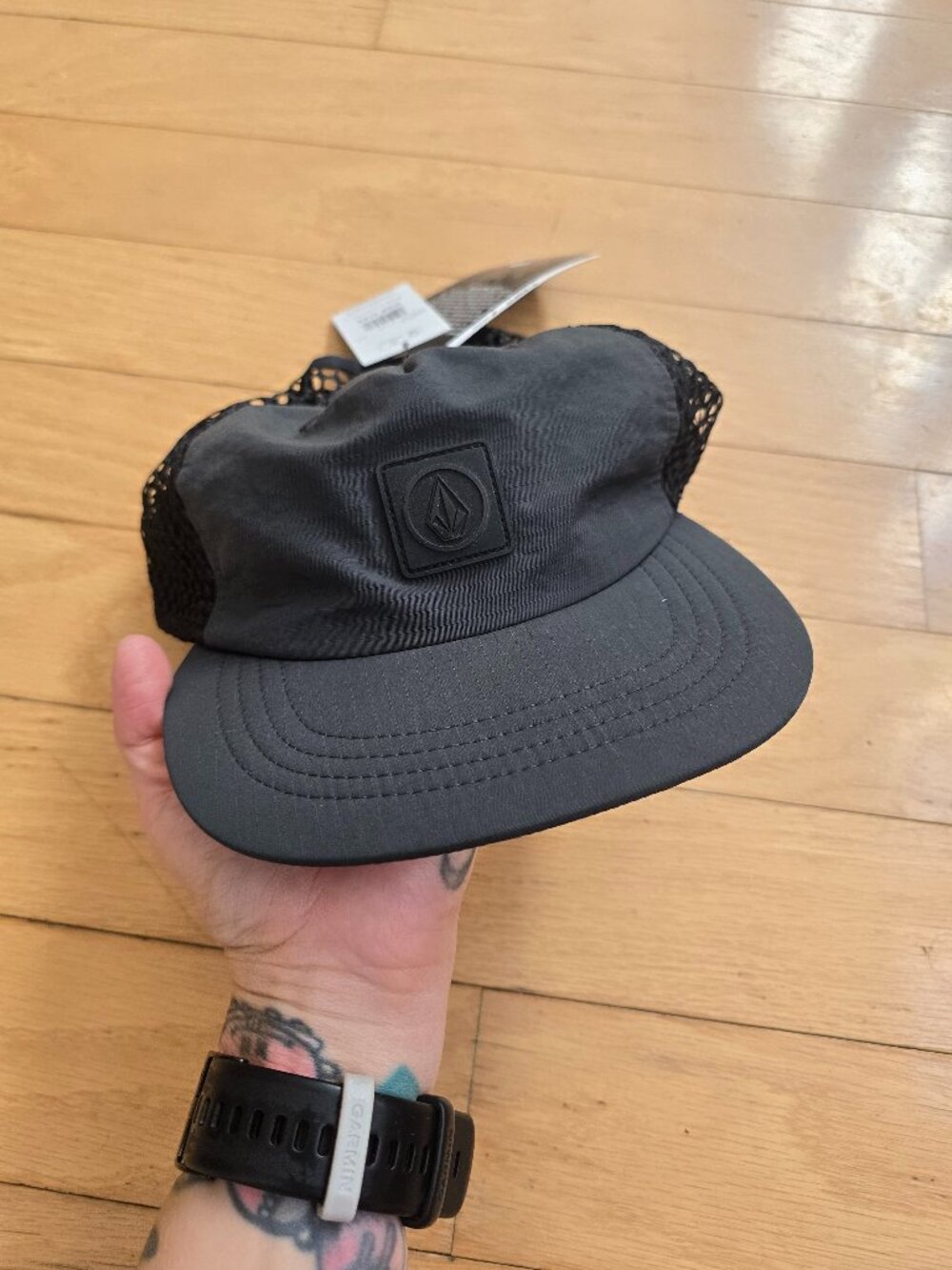 Volcom | Stone Trip Black Monochrome Mesh Back Ripstop Flat Brim Hat